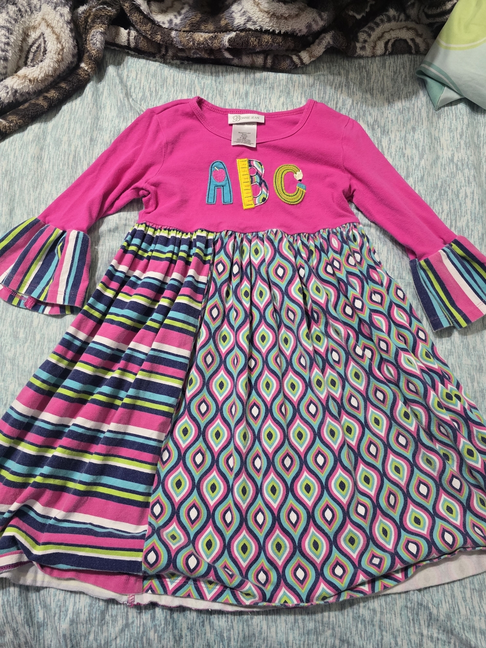 Bonnie Jean Hot Pink ABC Mixed-Print Dress | SIZE 6X